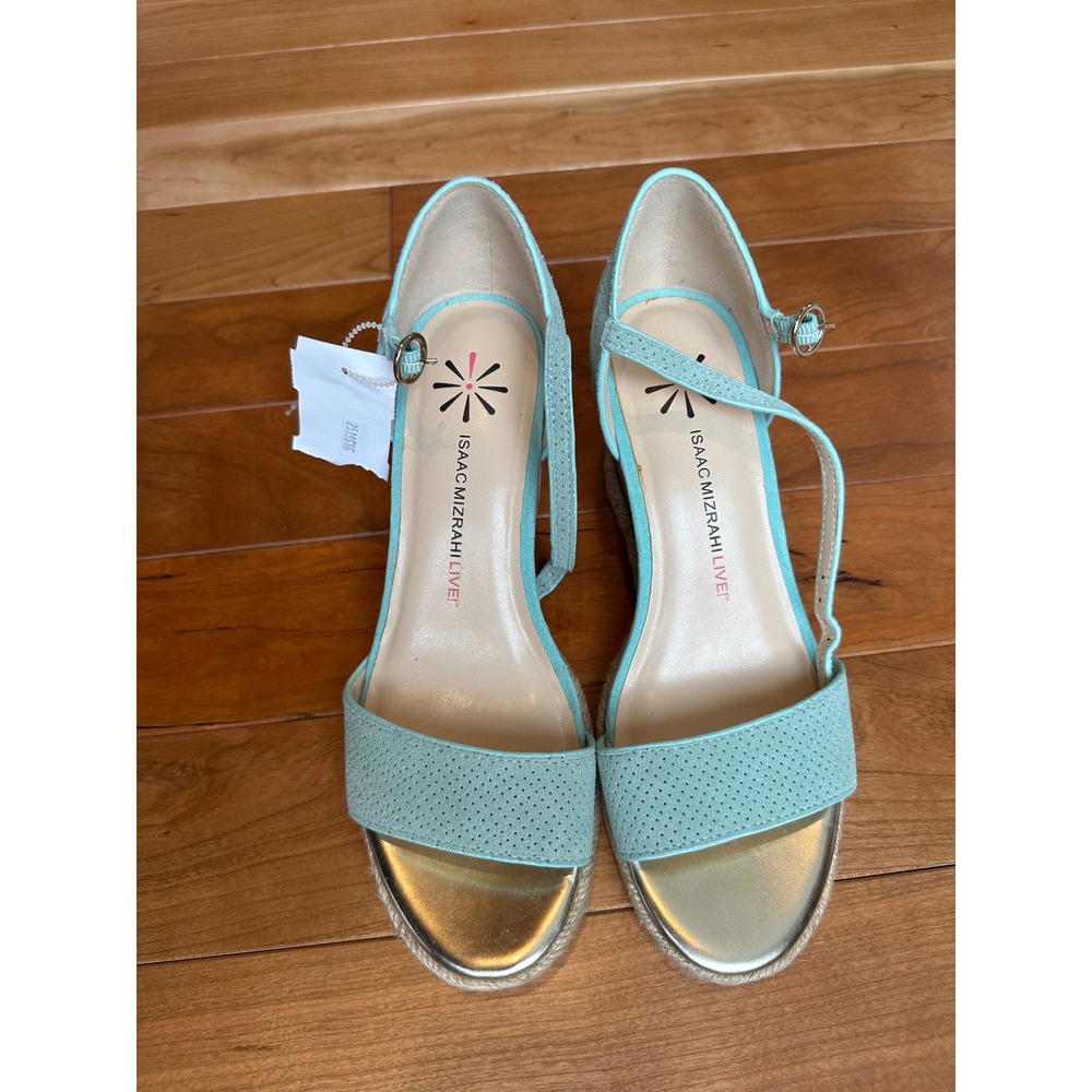 Isaac Mizrahi Live!‎ Turquoise Mist Wedge Sandals 8M